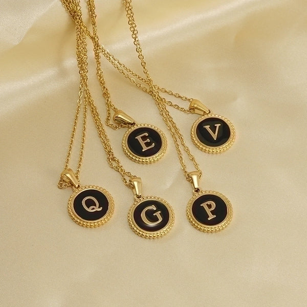 Stainless Steel Fashion Enamel Plating Letter Pendant Necklace