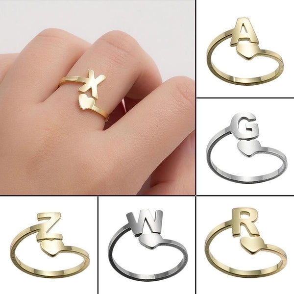 1 Piece Fashion Letter Titanium Steel Plating Open Ring