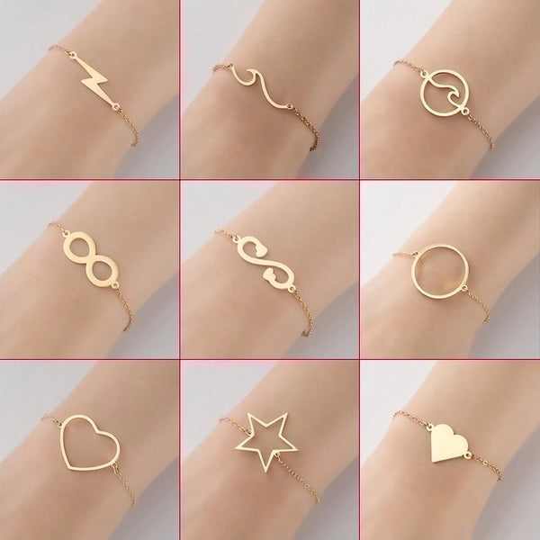 1 Piece Fashion Star Heart Shape Lightning Titanium Steel Bracelets