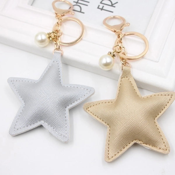 1 Piece Fashion Star Pu Leather Plating Bag Pendant Keychain