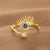 1 Piece Lady Devil's Eye Copper Plating Artificial Gemstones Open Ring