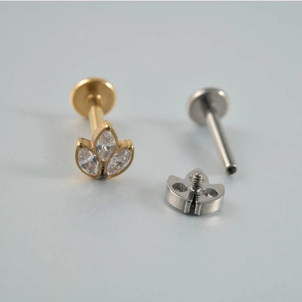 1 Piece Lip Rings Hip-Hop Swan Flower Rhombus G23 Titanium Alloy Zircon Polishing Inlay Zircon 18K Gold Plated Lip Rings Ear Cartilage Rings & Studs