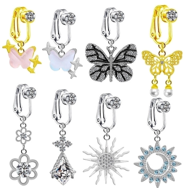 1 Piece Lip Rings IG Style Simple Style Sun Flower Butterfly 316L Stainless Steel  Alloy Inlay Rhinestones Glass White Gold Plated Gold Plated