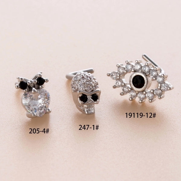 1 Piece Nose Rings & Studs Casual French Style Korean Style Owl Eye Skull 316L Stainless Steel  Copper Inlay Zircon Nose Rings & Studs