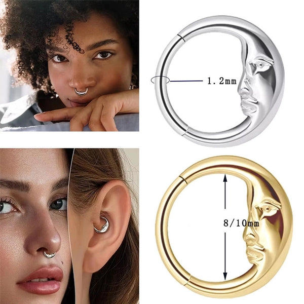 1 Piece Nose Rings & Studs Hip-Hop Basic Punk Round 316 Stainless Steel  Polishing 18K Gold Plated Nose Rings & Studs