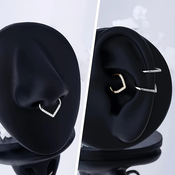 1 Piece Nose Rings & Studs Punk Minimalist Water Droplets 316L Stainless Steel  Inlay Carving Zircon 18K Gold Plated Ear Cartilage Rings & Studs Nose Rings & Studs