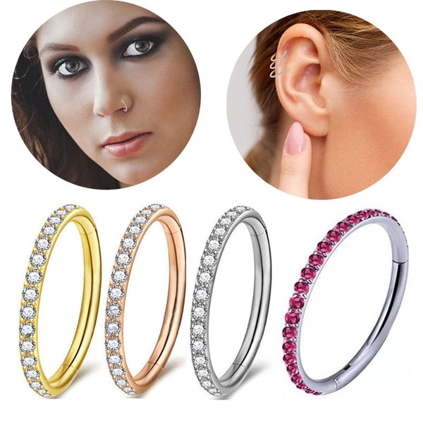 1 Piece Nose Rings & Studs Minimalist Shiny Solid Color G23 Titanium Inlay Zircon Nose Rings & Studs