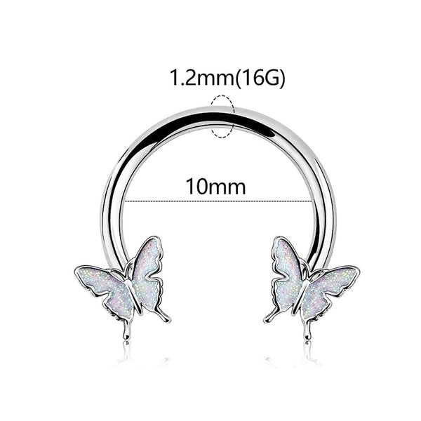 1 Piece Nose Rings & Studs Streetwear Butterfly 304 Stainless Steel Alloy Epoxy Palladium Plating