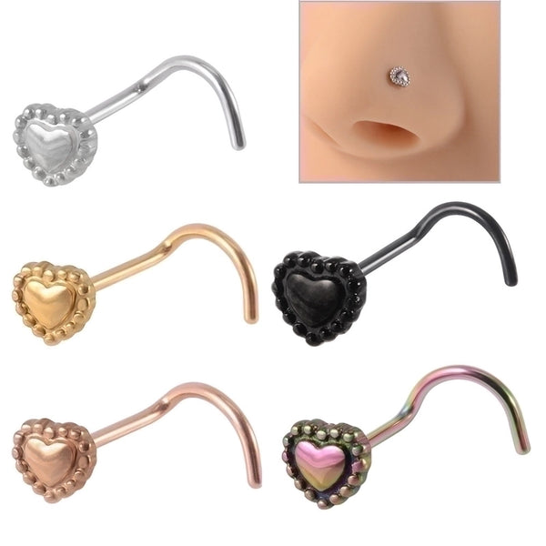 1 Piece Nose Rings & Studs Streetwear Cool Style Heart Shape 304 Stainless Steel 18K Gold Plated