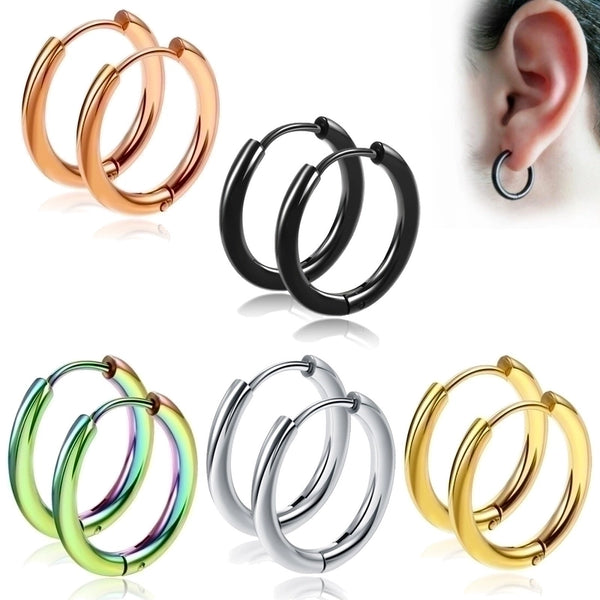 1 Piece Retro Solid Color Plating Stainless Steel Hoop Earrings