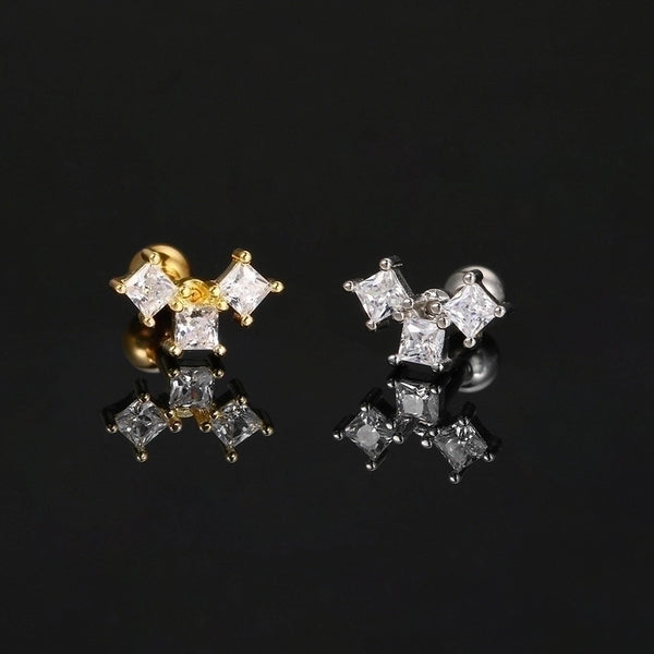 1 Piece Minimalist Classic Style Heart Shape Butterfly Inlay Copper Zircon Ear Studs