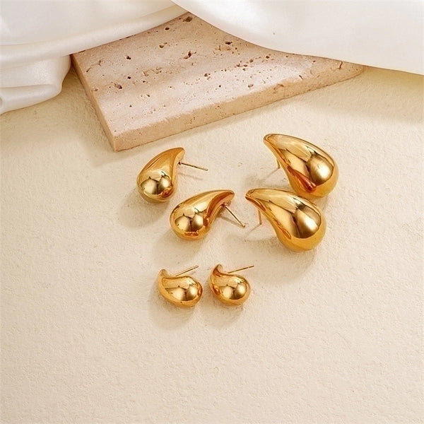 1 Piece Simple Style Classic Style Water Droplets Plating Stainless Steel Gold Plated Ear Studs