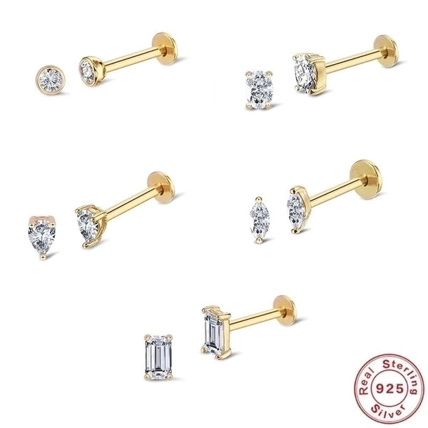 1 Piece Simple Style Commute Square Inlay Sterling Silver Zircon Ear Studs