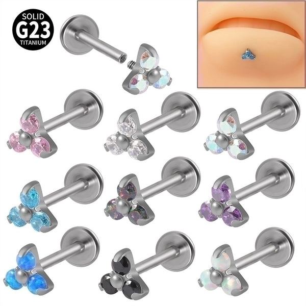 1 Piece Simple Style Flower Stainless Steel Plating Inlay Zircon Lip Stud