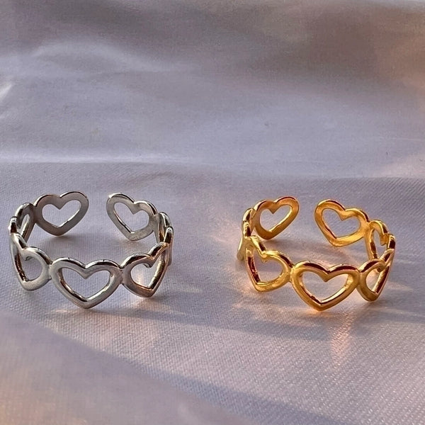 1 Piece Simple Style Heart Shape Stainless Steel Hollow Out Open Ring