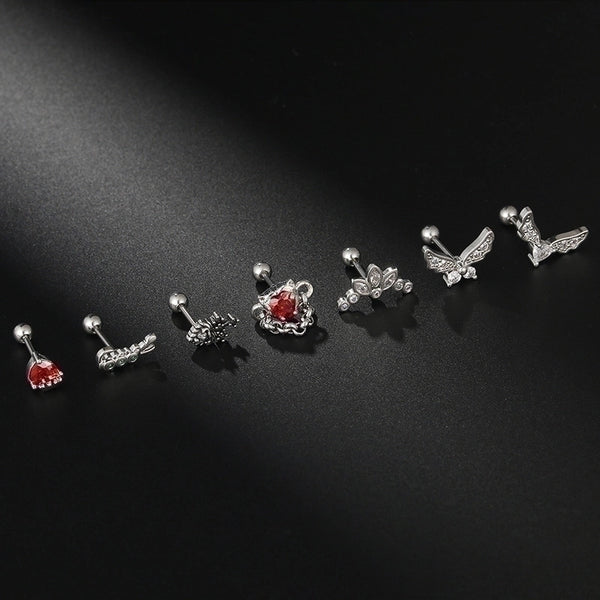 1 Piece Minimalist Heart Shape Stainless Steel Inlay Zircon Ear Studs