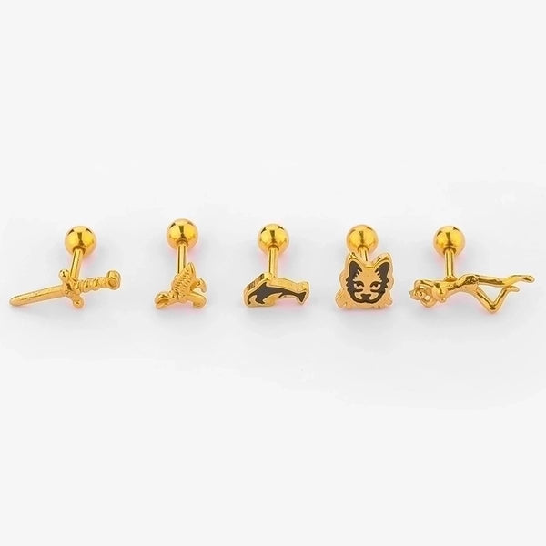 1 Piece Minimalist Human Sword Animal Plating Stainless Steel 14k Gold Plated Ear Studs