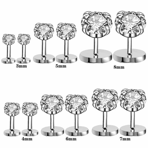 1 Piece Minimalist Round Inlay Stainless Steel Zircon Ear Studs