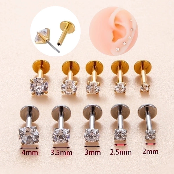 1 Piece Ear Cartilage Rings & Studs Minimalist Round 316L Stainless Steel  Plating Inlay Zircon