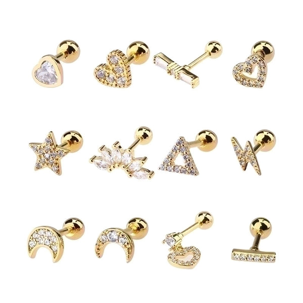 1 Piece Minimalist Star Moon Plating Copper Ear Studs