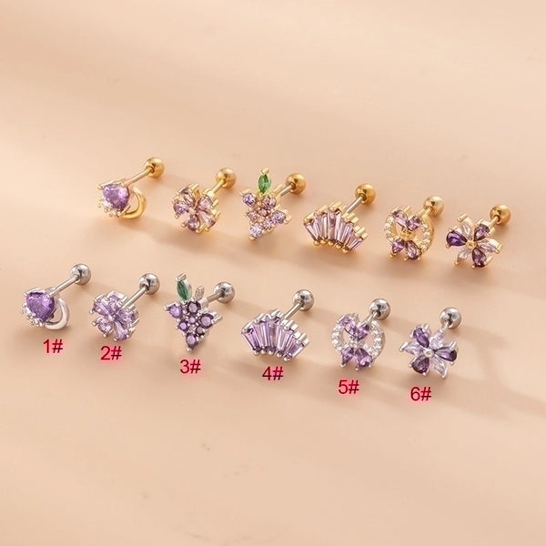 1 Piece Ear Cartilage Rings & Studs Sweet Heart Shape Flower 316L Stainless Steel  Copper Inlay Zircon