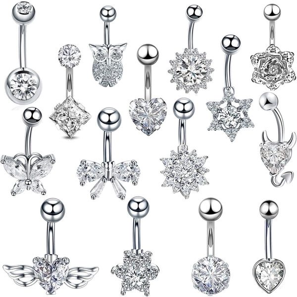 1 Piece Sweet Heart Shape Stainless Steel Plating Inlay Zircon Women's Belly Ring