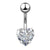 1 Piece Sweet Heart Shape Stainless Steel Plating Inlay Zircon Women's Belly Ring