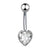 1 Piece Sweet Heart Shape Stainless Steel Plating Inlay Zircon Women's Belly Ring