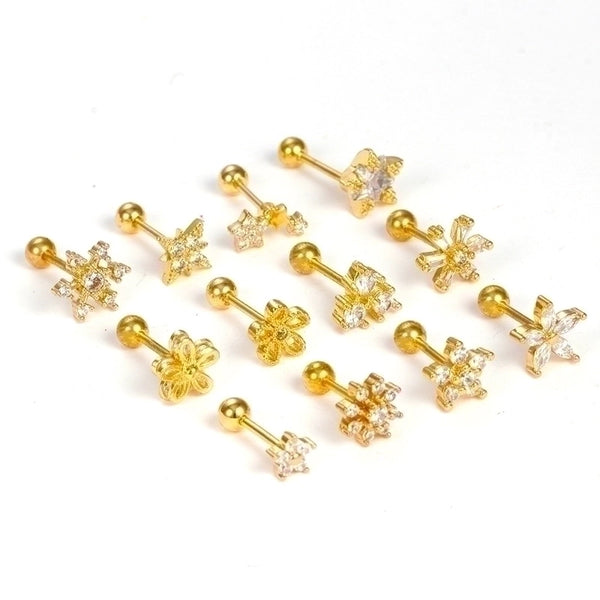 1 Piece Sweet Minimalist Flower Plating Inlay Titanium Steel Zircon Ear Studs