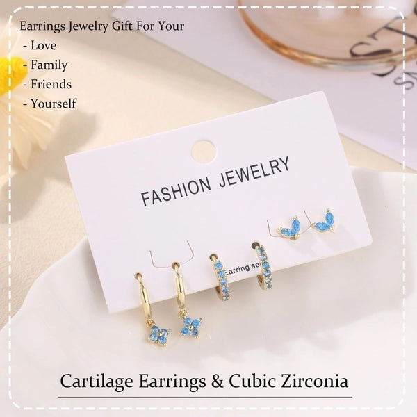 1 Set Classic Style Geometric Flower Plating Inlay Copper Birthstone Drop Earrings Earrings Ear Studs