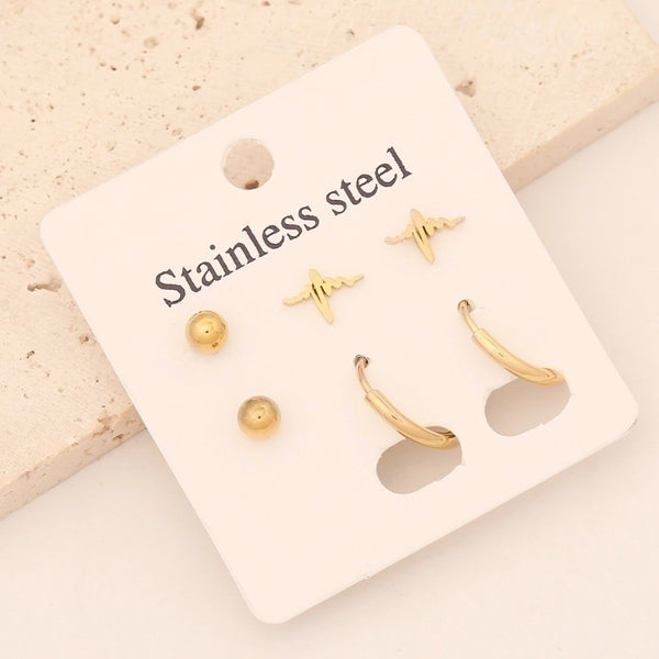 1 Set Commute Star Heart Shape Plating Stainless Steel Gold Plated Earrings Ear Studs