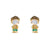 1 Set Cute Cartoon Character Asymmetrical Plating Inlay Brass Zircon 18k Gold Plated Ear Studs