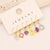 1 Set Cute Commute Star Fruit Heart Shape Copper Inlay Zircon Earrings Ear Studs