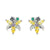 1 Set Cute Sweet Cartoon Sun Asymmetrical Plating Inlay Brass Zircon 18k Gold Plated Ear Studs