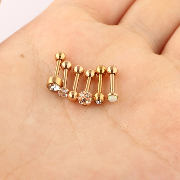 1 Set Ear Cartilage Rings & Studs Minimalist Classic Style Solid Color Metal Inlay Zircon Ear Cartilage Rings & Studs