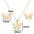 1 Set Fashion Butterfly Stainless Steel Plating Earrings Necklace