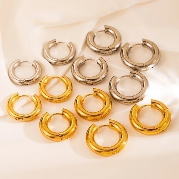 1 Set Minimalist Eye Solid Color Gold Plated Stainless Steel Gold Plated Earrings