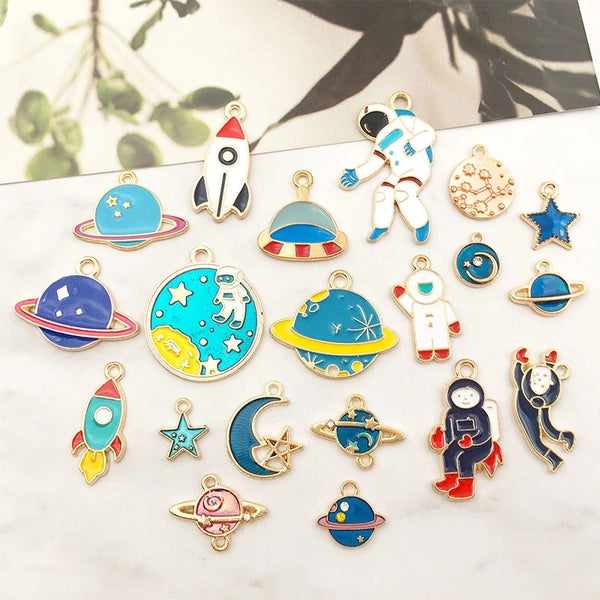 1 Astronaut Space Rocket Star Accessories Alloy Oil Drop Pendant Earrings Bracelet Pendant  New Product