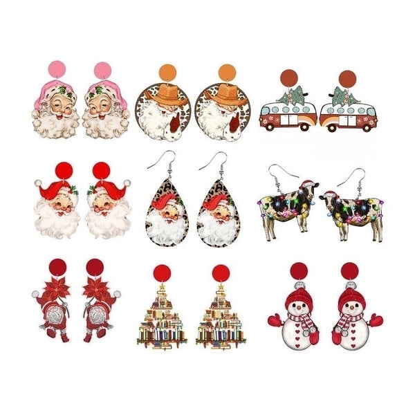 1 Pair Cartoon Style Cartoon Character Printing Wood Drop Earrings