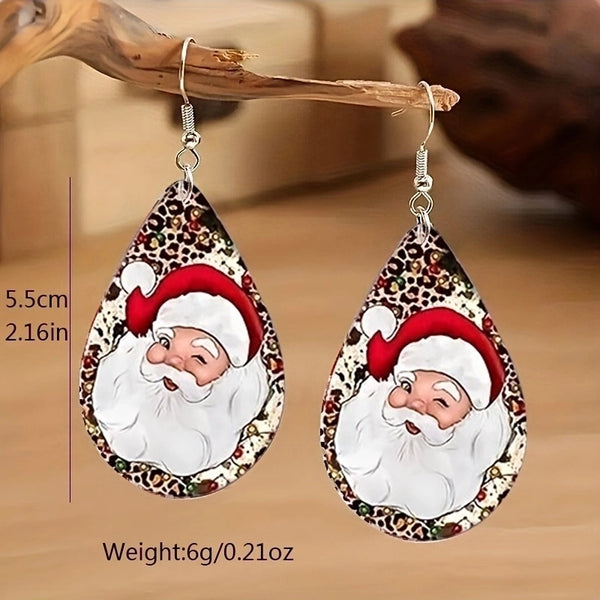 1 Pair Cartoon Style Christmas Tree Santa Claus Arylic Drop Earrings