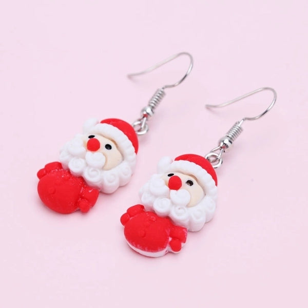 1 Pair Cartoon Style Santa Claus Synthetic Resin Earrings