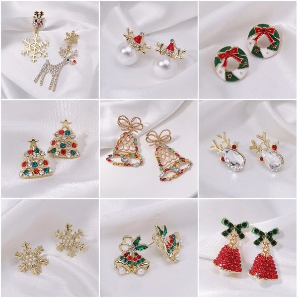 1 Pair Classic Style Geometric Santa Claus Snowflake Alloy Drop Earrings Ear Studs