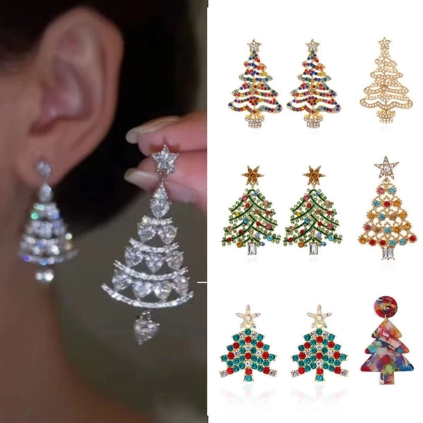 1 Pair Cute Christmas Tree Alloy Drop Earrings