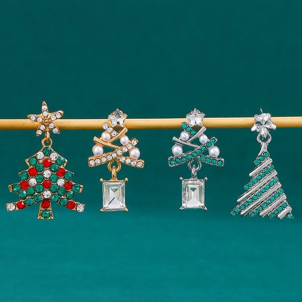 1 Pair Cute Christmas Tree Alloy Ear Studs