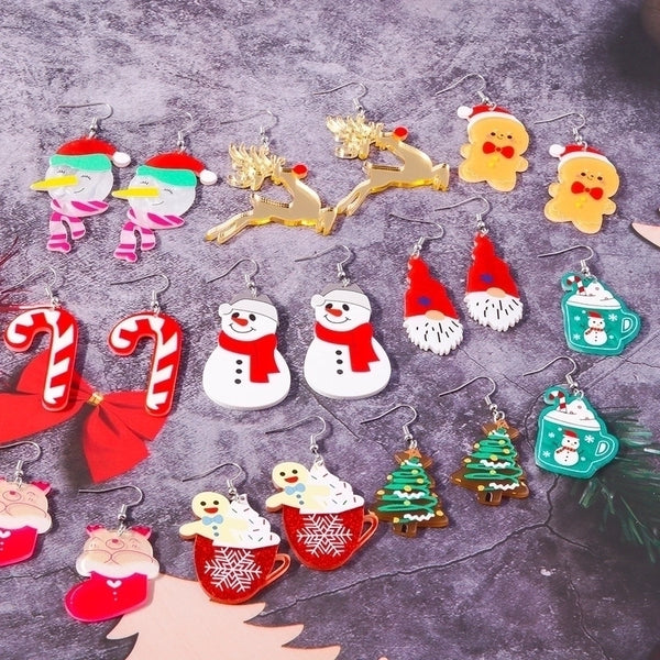 1 Pair Cute Santa Claus Snowman Zinc Alloy Drop Earrings