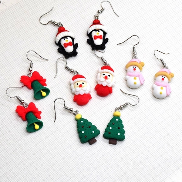 1 Pair Cute Minimalist Snowman Resin Drop Earrings