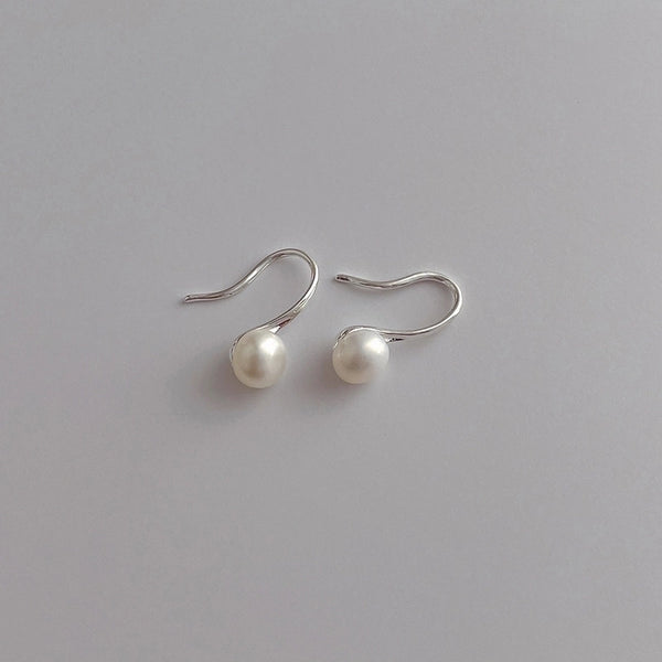 1 Pair Elegant Geometric Plating Sterling Silver Pearl Earrings