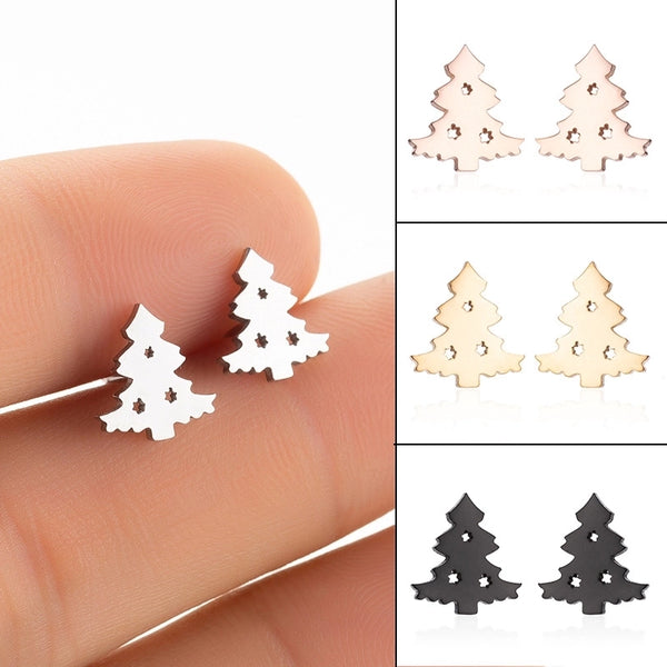 1 Pair Fashion Christmas Tree 304 Stainless Steel 18K Gold Plated Ear Studs