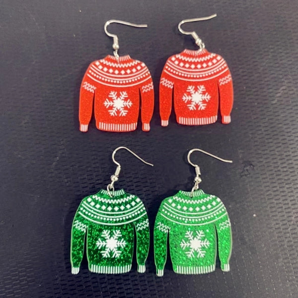 1 Pair Fashion Snowflake Printing Arylic Drop Earrings