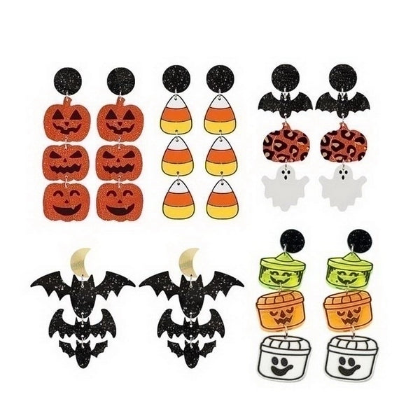 1 Pair Funny Punk Fruit Bat Printing Arylic Drop Earrings